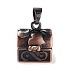 Carved Cuboid Rack Plating Brass Prayer Box Pendants KK-L101-16R-NF-4