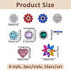 16Pcs 8 Styles Alloy Rhinestone Snap Buttons BUTT-FH0001-034-2