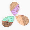 Transparent Resin & Walnut Wood Pendants X-RESI-S389-037A-B-1