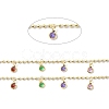 Brass & Cubic Zirconia Beaded Chain CHC-D029-29G-2