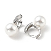 Plastic Pearl Dangle Hoop Earrings with Clear Cubic Zirconia EJEW-A070-08P-2