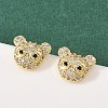 Brass Micro Pave Clear Cubic Zirconia Stud Earrings EJEW-F400-26B-G-1