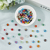 3 Strands Flat Round Handmade Millefiori Glass Beads Strands LAMP-LT0001-15B-3