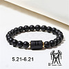 12 Constellations Theme Frosted Black Stone Round Beaded Stretch Bracelets for Women Men WG3EE4F-06-1