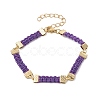 Braided Waxed Polyester Rectangle Link Chain Bracelets BJEW-JB10000-03-1
