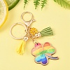 St. Patrick's Day Alloy Enamel & Faux Suede Tassel & Wood Keychains KEYC-YW00199-02-1