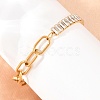 304 Stainless Steel Pave Clear Cubic Zirconia Link Bracelets BJEW-D460-10G-3