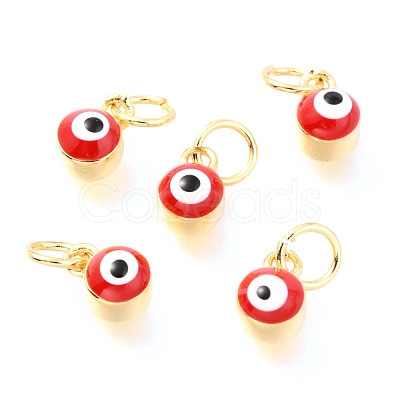 Brass Enamel Pendants KK-Y001-02B-04G-1
