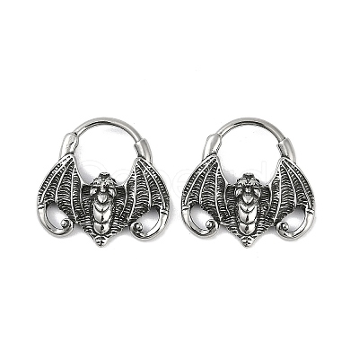 Bat 316 Surgical Stainless Steel Hoop Earrings EJEW-G416-31AS-1