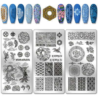 Stainless Steel DIY Nail Art Templates MRMJ-WH0092-085-1