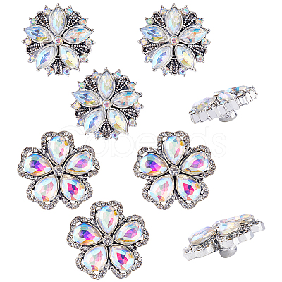 Gorgecraft 8Pcs 2 Style Alloy Rhinestone Snap Buttons DIY-GF0007-69-1