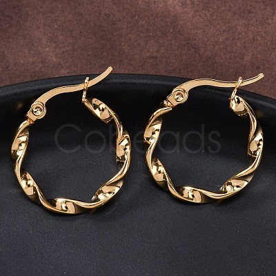 201 Stainless Steel Hoop Earrings X-EJEW-A054-05C-G-1