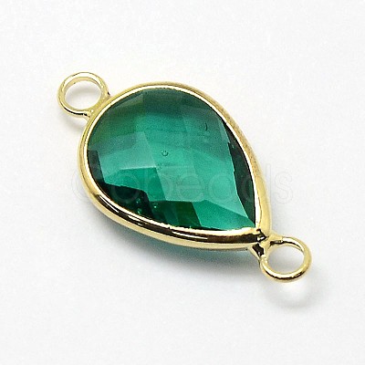 Golden Tone Brass Glass Teardrop Links connectors GLAA-J010A-HF10-G-1