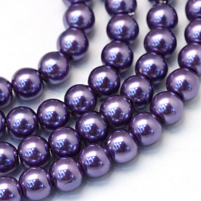 Baking Paint Pearlized Glass Pearl Round Bead Strands X-HY-Q330-8mm-59-1