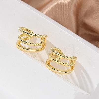 Triple-Layer Brass Open Cuff Earrings for Women EJEW-G297-33G-1