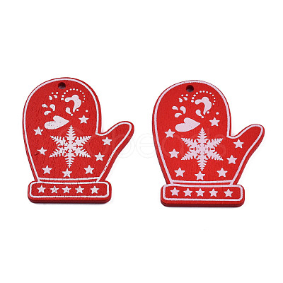 Christmas Spray Painted Wood Big Pendants WOOD-N005-102A-1