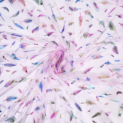 Feather Pattern Nylon Fabric DIY-WH20066-004C-1