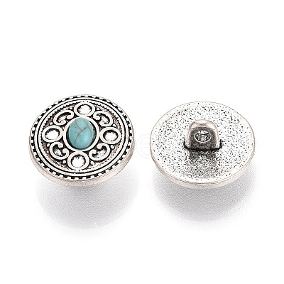 Zinc Metal Alloy & Natural Turquoise Buttons BUTT-WH0057-001A-AS-1
