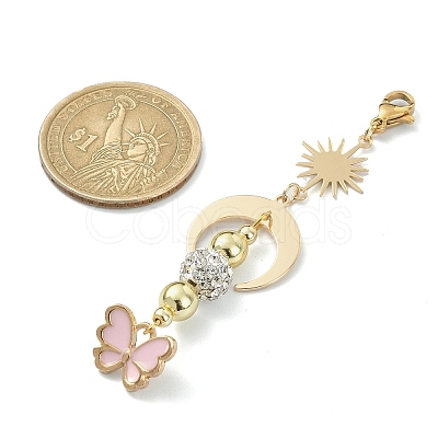 Alloy Enamel Butterfly Pendant Decorations HJEW-JM01026-1