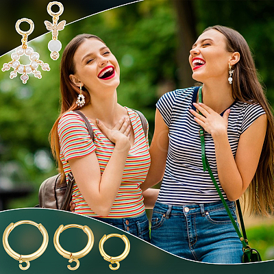 30Pcs 3 Styles Brass Huggie Hoop Earring Findings KK-PH0011-10-1