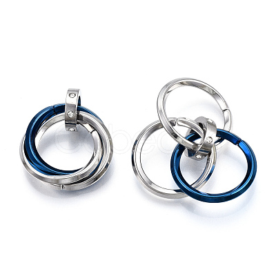 Ion Plating(IP) 201 Stainless Steel Interlocking Ring Pendants STAS-N099-01A-1