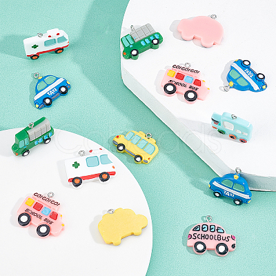 28Pcs 7 Style Resin Pendants FIND-SC0002-80-1