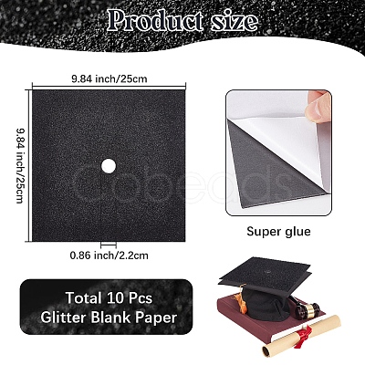Square EVA Glitter Graduation Cap Topper Stickers DIY-WH20053-05C-1