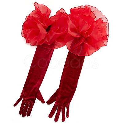 Velvet Long Finger Gloves AJEW-WH20067-005A-1