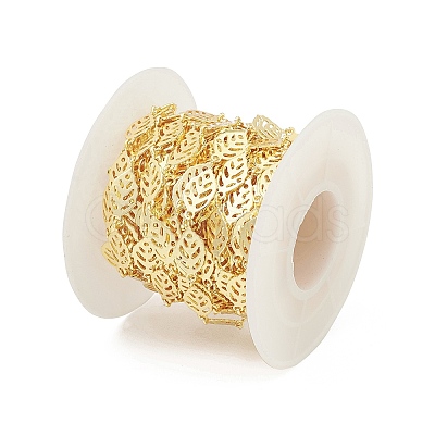 Brass Hollow Leaf Link Chains CHC-M025-10G-1