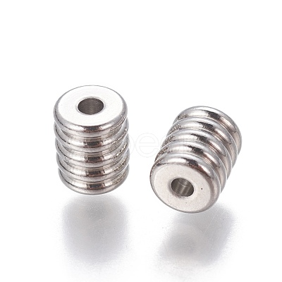 Tarnish Resistant 201 Stainless Steel Grooved Beads STAS-P239-06P-1