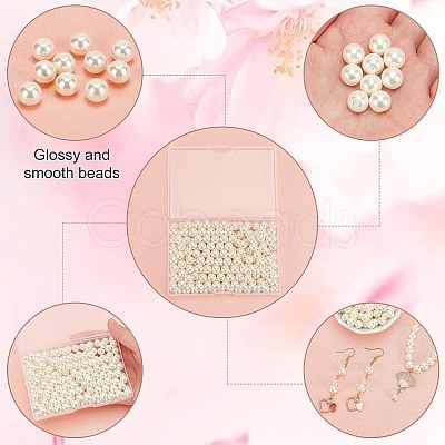 8mm About 200Pcs Glass Pearl Round Beads for Jewelry Making Round Box Kit Anti-flash White HY-PH0001-8mm-011-1
