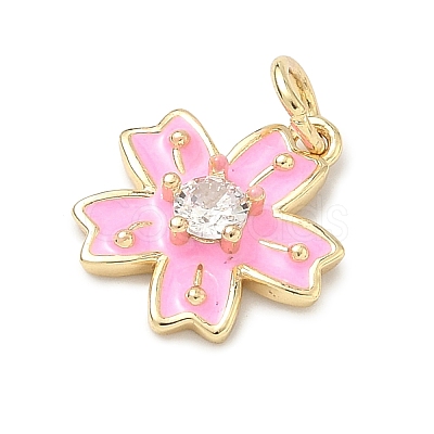Brass Pave Clear Cubic Zirconia Pendants KK-H255-06G-01-1