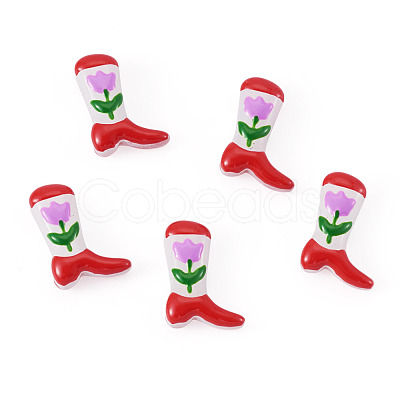 5Pcs Boot Baking Paint Glass Enamel Beads LAMP-TADJ0001-08D-1