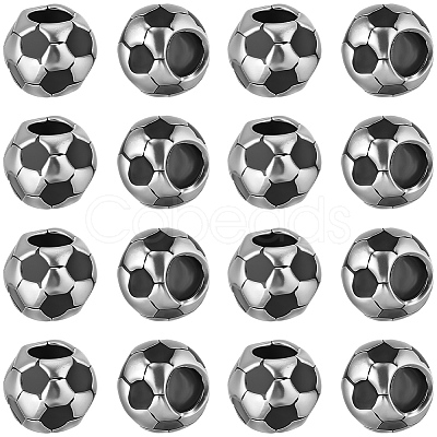 30Pcs Large Hole FootBall/Soccer Ball Alloy Enamel European Beads MPDL-SC0001-12-1