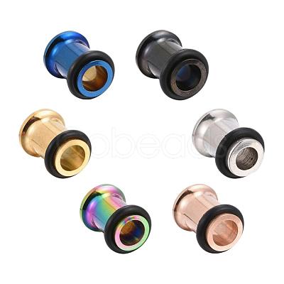 12Pcs 6 Colors 316 Surgical Stainless Steel Screw Ear Gauges Flesh Tunnels Plugs STAS-YW0001-14-1