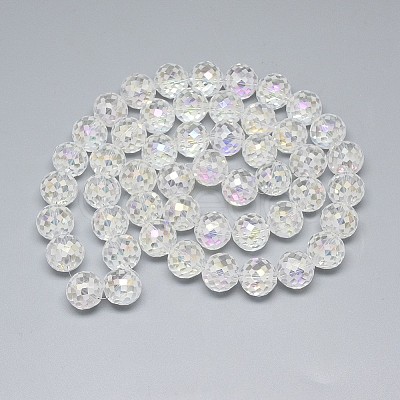 Electroplate Glass Beads Strands EGLA-Q086-12mm-07-WH-1