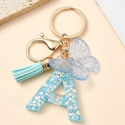 Resin & Acrylic & Faux Suede Tassel Keychain X1-KEYC-YW00117-01-1