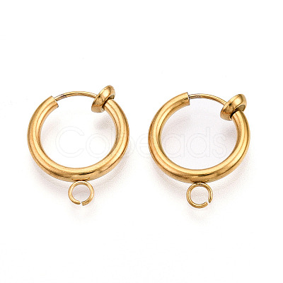 PVD Vacuum Plating 316 Surgical Stainless Steel Clip-on Hoop Earrings X-STAS-S101-13mm-01G-1