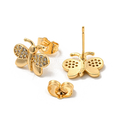 Light Gold Brass Micro Pave Cubic Zirconia Stud Earrings for Women EJEW-E295-35KCG-1