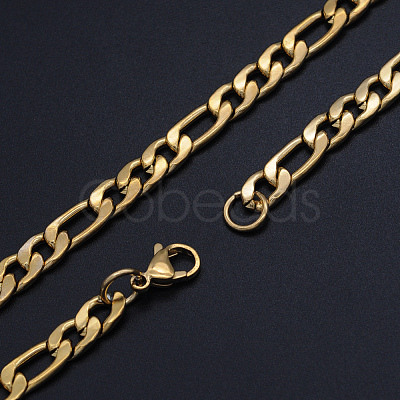 Men's 304 Stainless Steel Figaro Chain Necklaces NJEW-T012-02-56-G-1