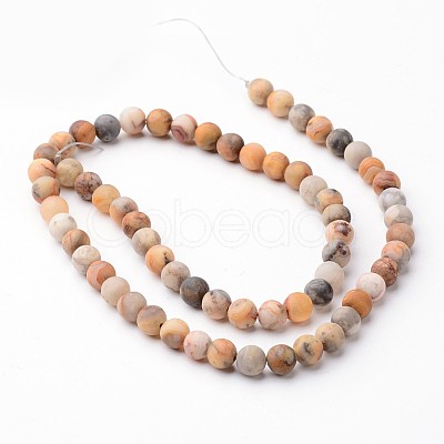 Frosted Round Natural Crazy Lace Agate Bead Strands G-J346-08-6mm-1
