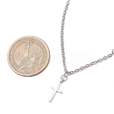 Cross 304 Stainless Steel Pendant Necklaces NJEW-JN05200-02-1