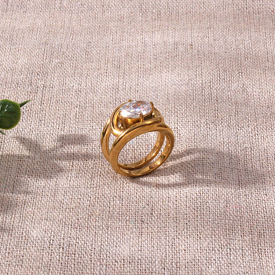 Stainless Steel & Cubic Zirconia Finger Rings FS-WG8A7D9-01-1