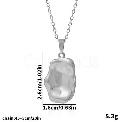 304 Stainless Steel Textured Rectangle Pendant Necklaces for Women LS-VF3320-1-1