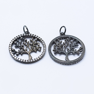Brass Micro Pave Cubic Zirconia Pendants KK-P133-05B-NR-1