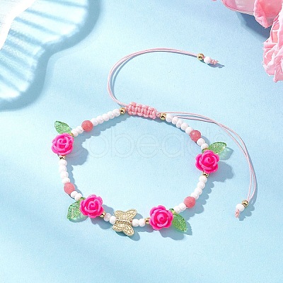 Glass Seed Bead and Resin Braided Bead Bracelets for Women BJEW-MZ00237-02-1