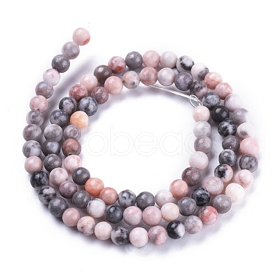 Natural Pink Zebra Jasper Beads Strands G-K410-04-4mm-1