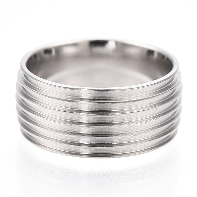 201 Stainless Steel Grooved Finger Ring Settings STAS-WH0047-10S-1