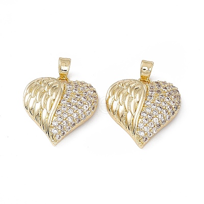 Brass Clear Cubic Zirconia Pendants KK-E068-VA126-2-1