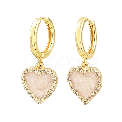 Brass Micro Pave Cubic Zirconia Hoop Dangle Earrings KK-CBA8324-16G-1